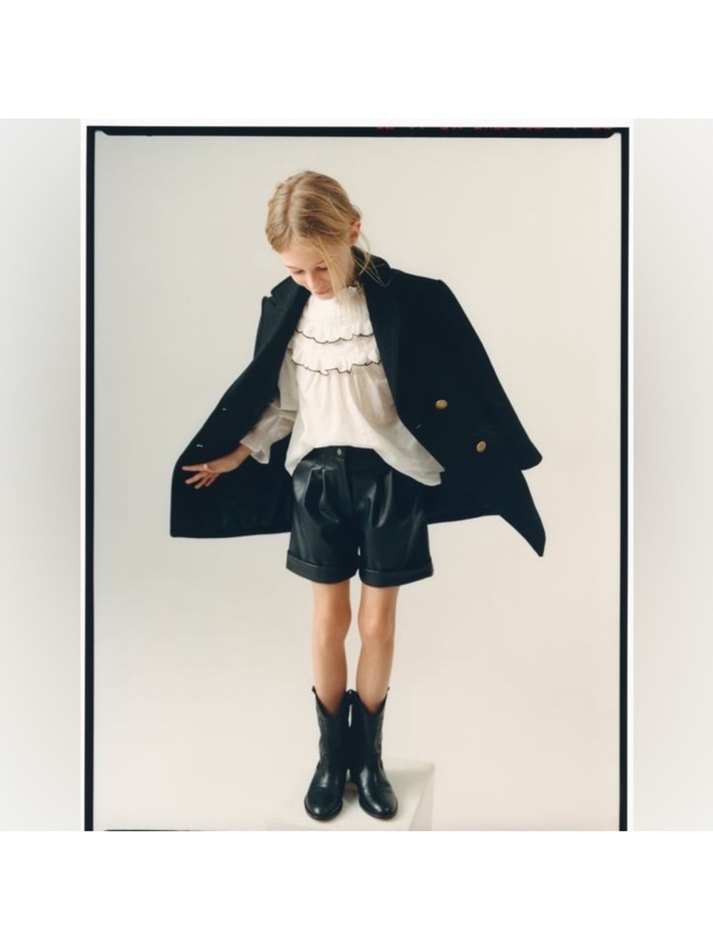 Zara Black Pea Coat with Gold Buttons for Kids